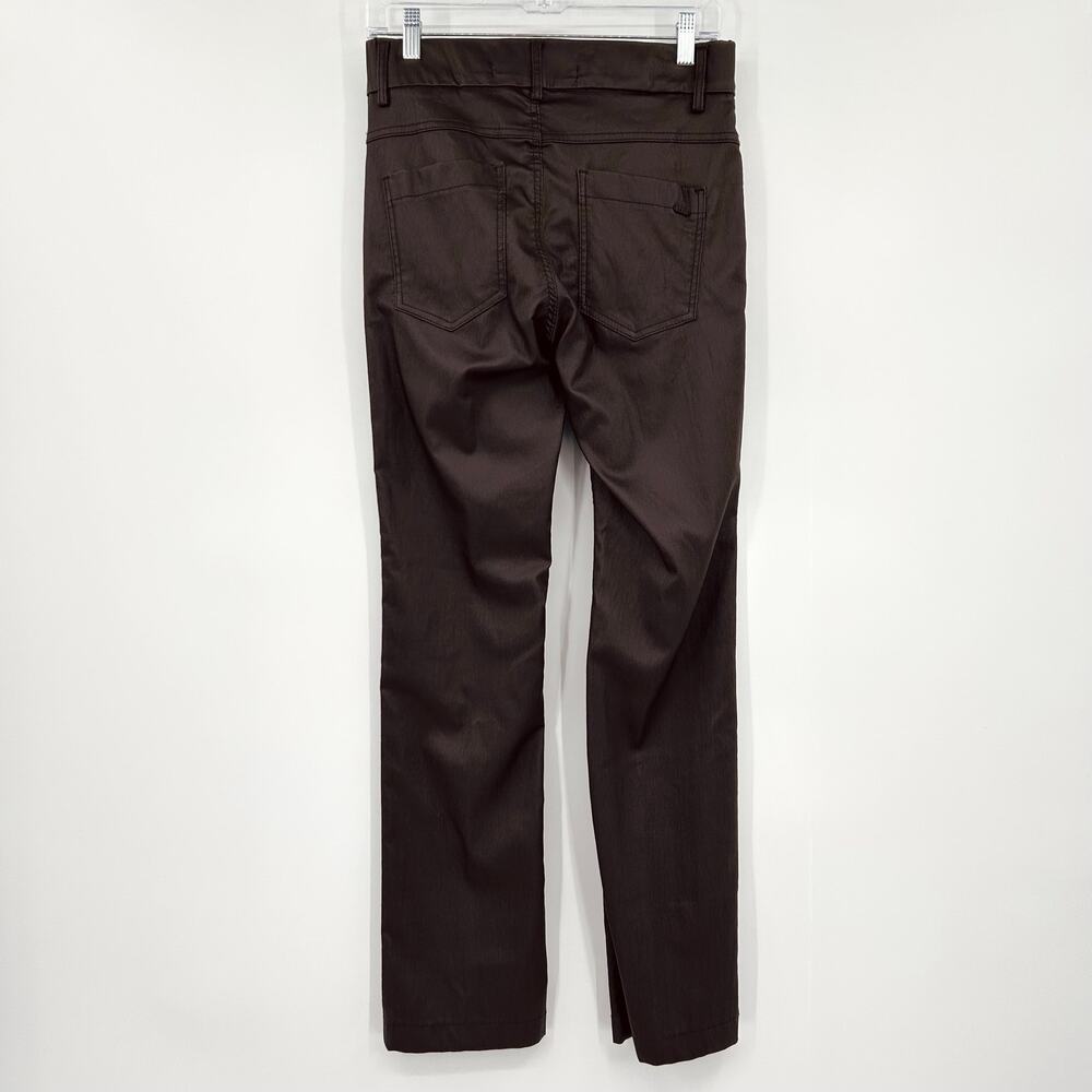 Bevy Flog Chocolate Brown Coated Skinny Straight Leg Pants Sz 26 Made In Israel - Picture 8 of 11
